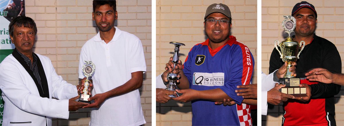 Delwar Jahid handing out the trophies for the Runners Up, the Man of the Match, and the Champions